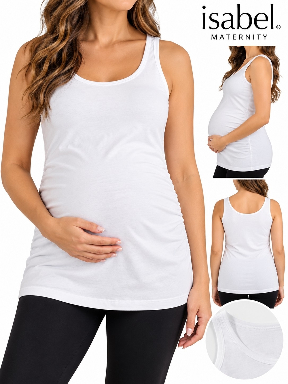 Isabel Maternity by Ingrid & Isabel White Scoop Neck Tank
